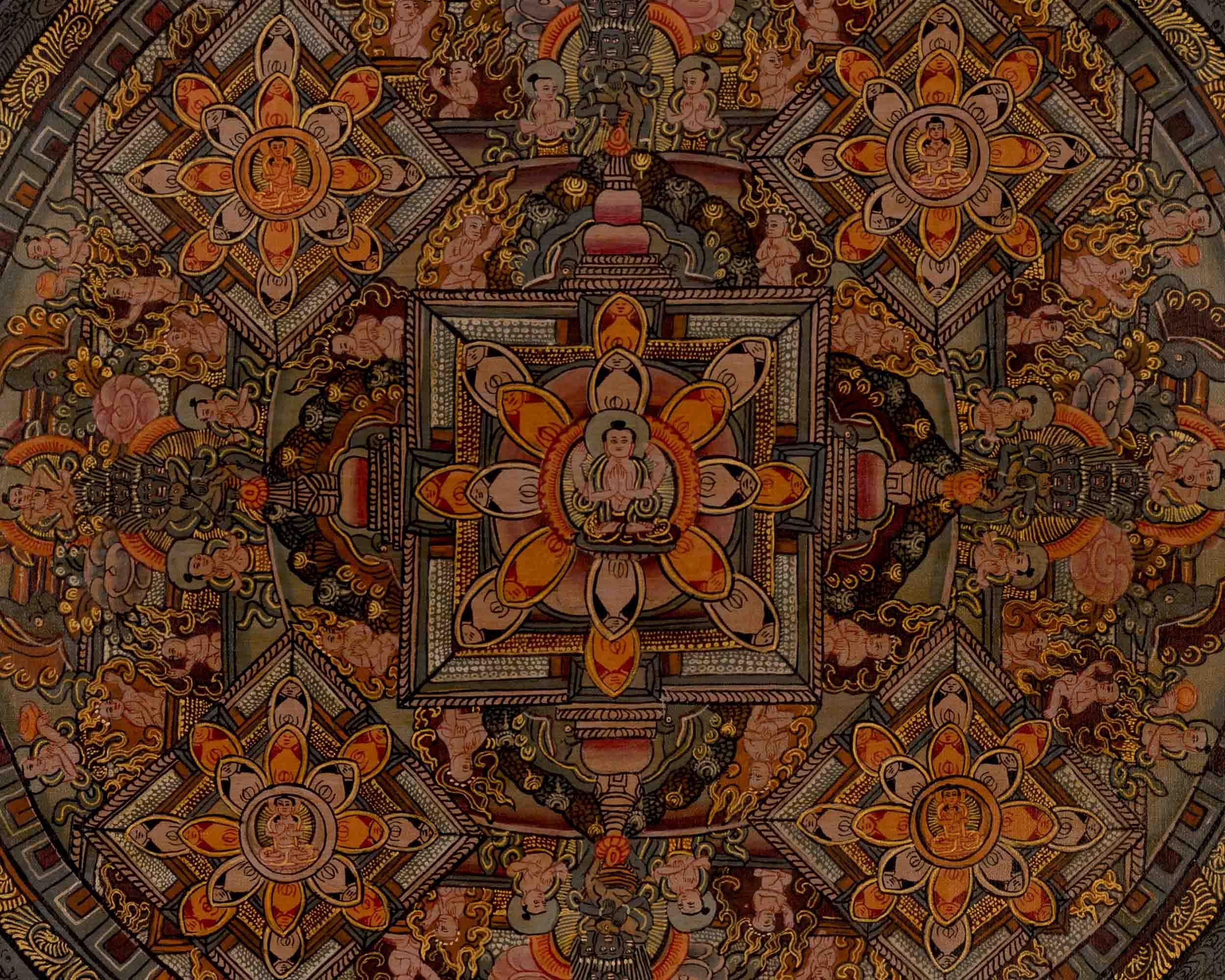 Buddha Mandala | Traditional Tibetan Thangka | Religious Wall Decors