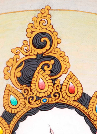 White Tara Symbolism Thangka | Hand-Painted Tibetan Tara Buddhism Art