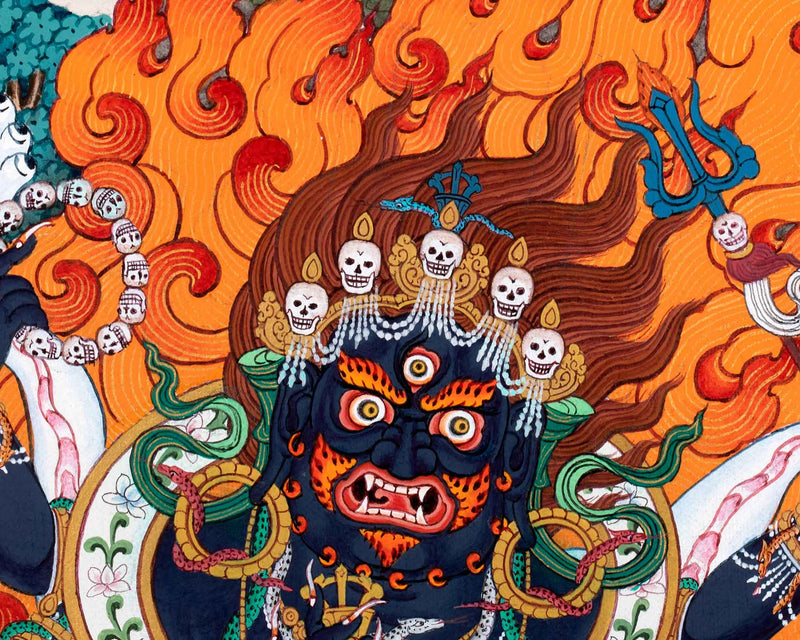 Six Armed Mahakala of Gelug Tradition | Tibetan Mahakala Thangka
