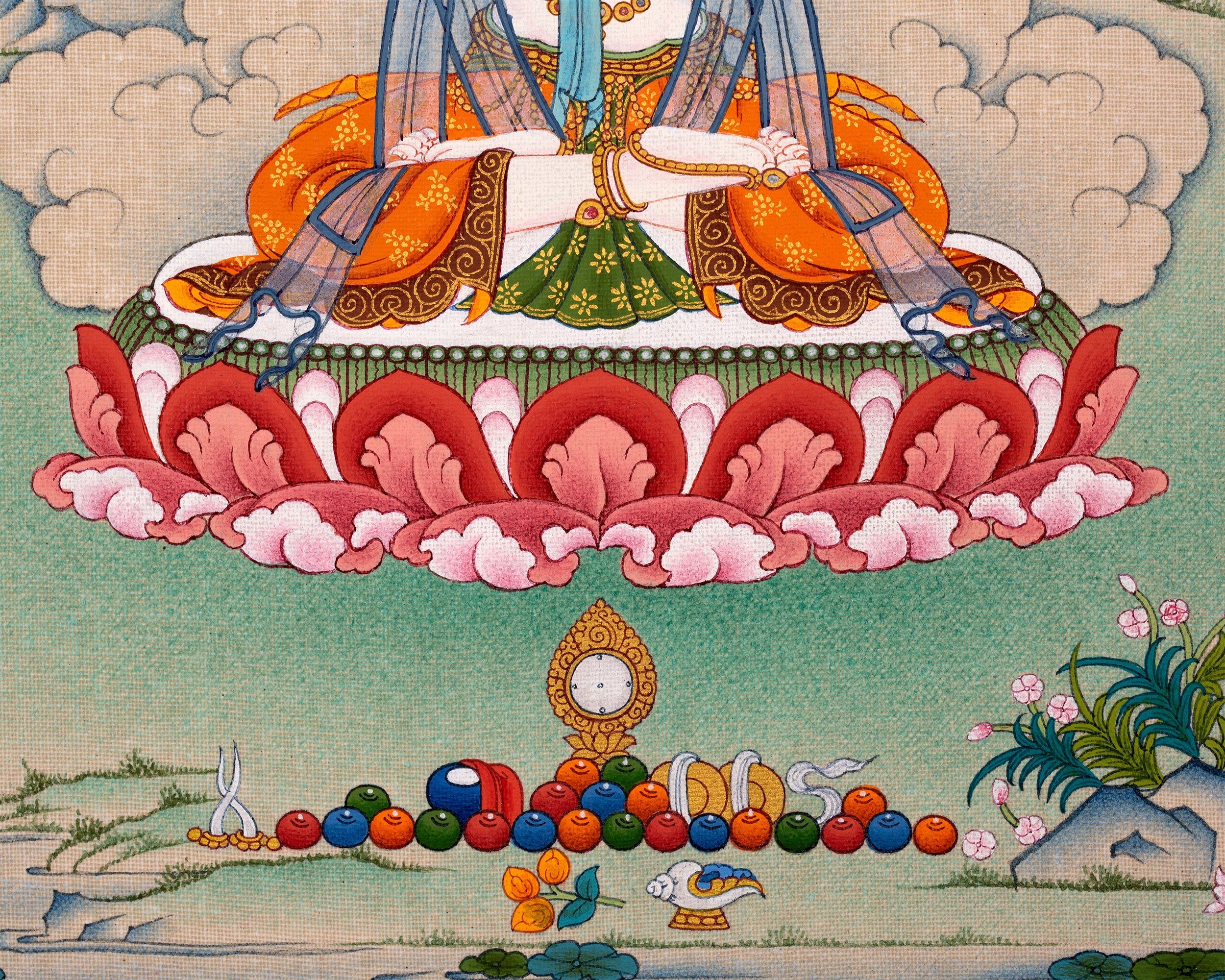 Chenrezig Thangka, 4 Armed Bodhisattva Avalokiteshvara ,Hand-painted Tibetan Painting