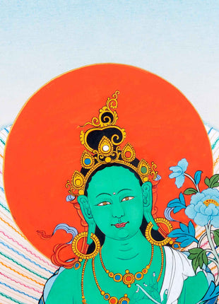Mother Green Tara Thangka | Traditional Female Buddha