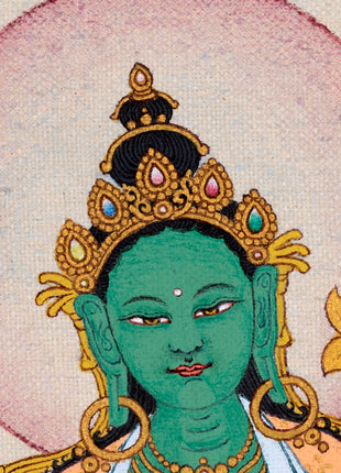 Green Tara Thangka | Hand Painted Tara | Tibetan Painting