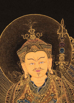 Guru Rinpoche Tibetan Thangka | Genuinely Gold Gilded Buddhist Art