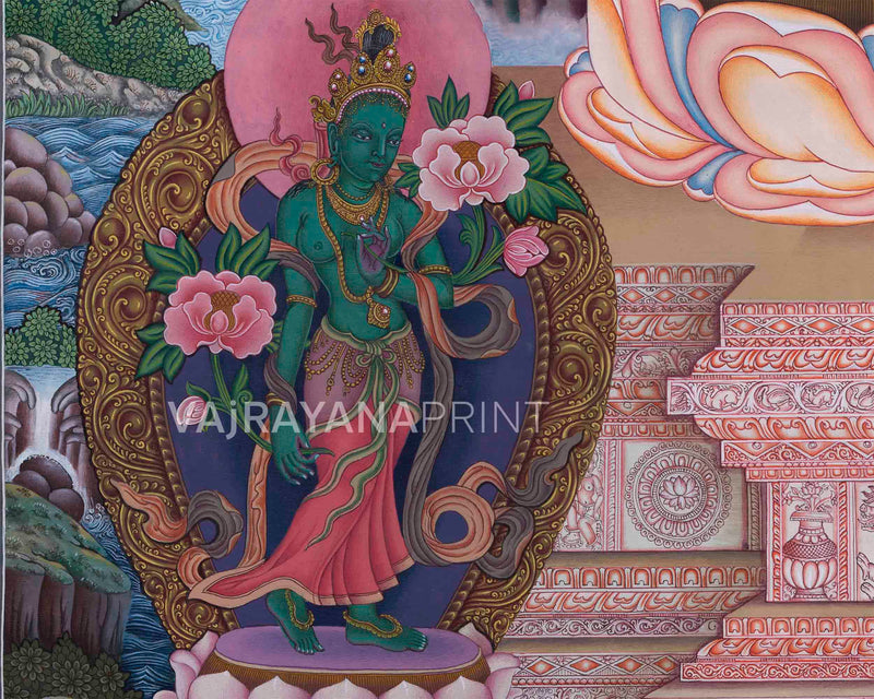 Manjushri Namasangiti With 12 Arms In Newari Print | Himalayan Bodhisattva Of Wisdom Pauba Print