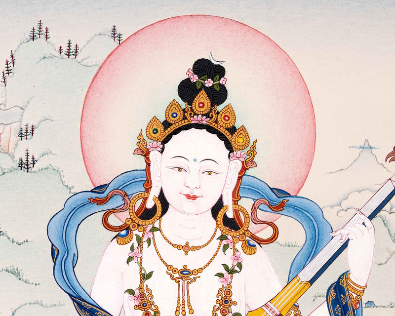 Mother Saraswati Thangka, Tibetan Art of Dakini