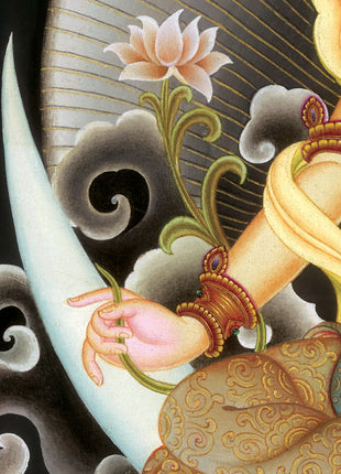 Chandra Dev Giclee Thangka Print | Deity Of Moon | Spiritual Gift Ideas