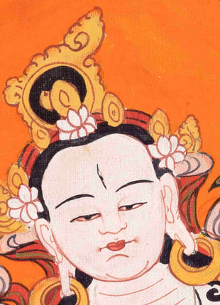 Vintage White Tara Buddhist Diety | Handmade Buddhist Thangka