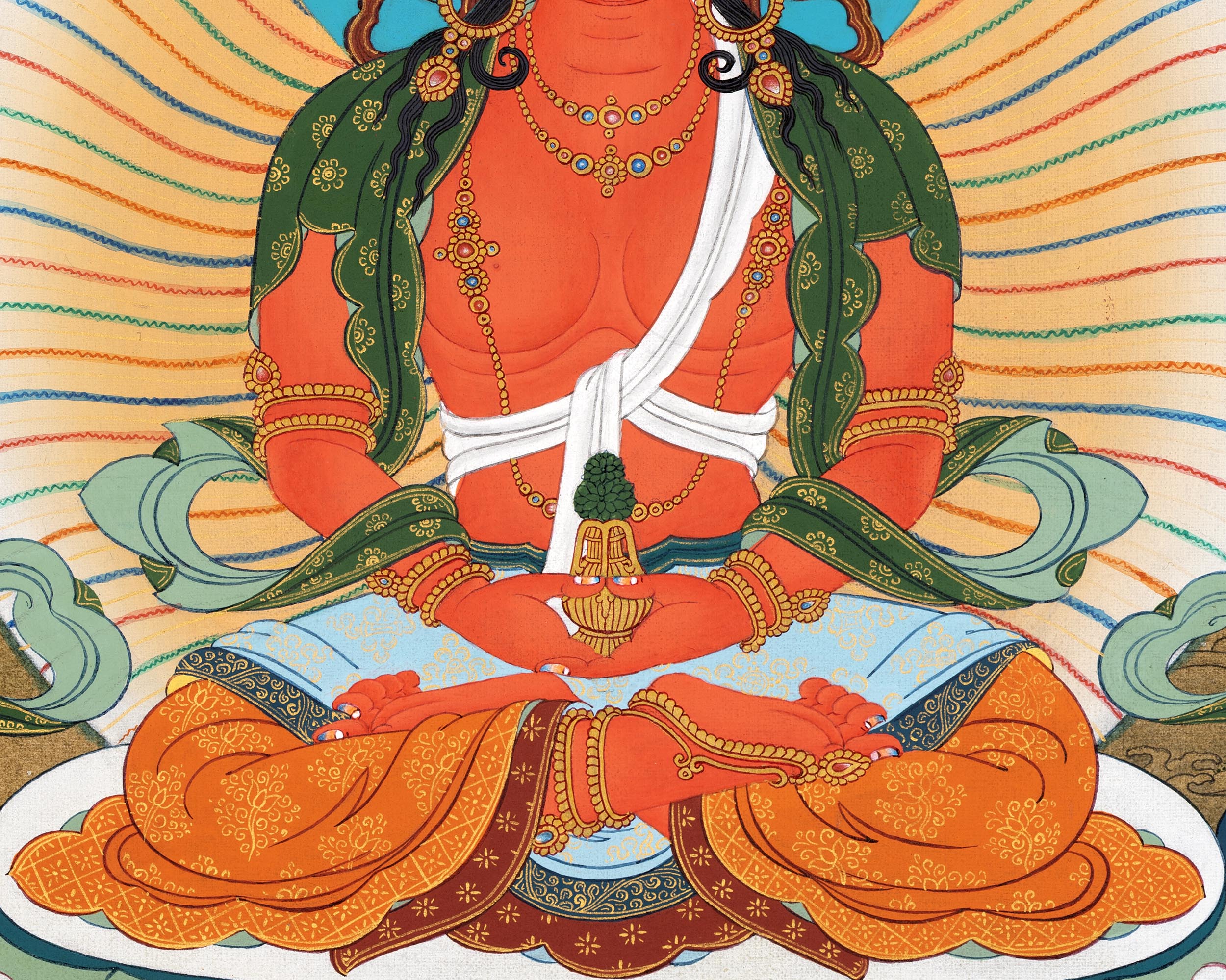 Amitayush With White Tara and Namgyalma Canvas Print |   High Quality Giclee Canvas Print