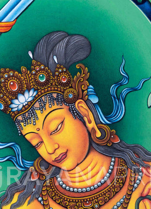 Manjushri Bodhicitta Prayer Thangka Print | The Bodhisattva Of Compassion Art For Daily Prayers
