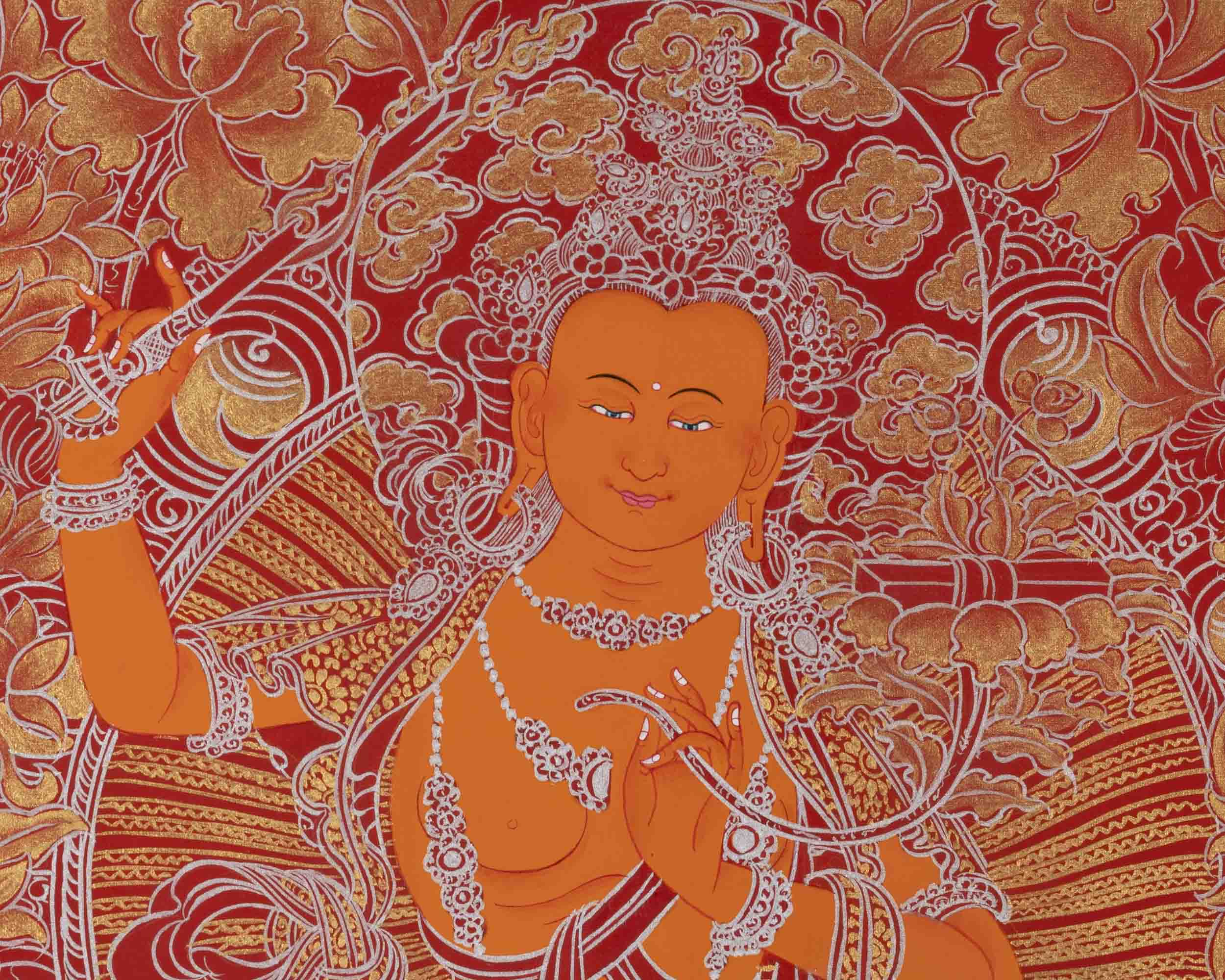 Manjushree Thangka Painting | Bodhisattva Of Wisdom | Religious Art