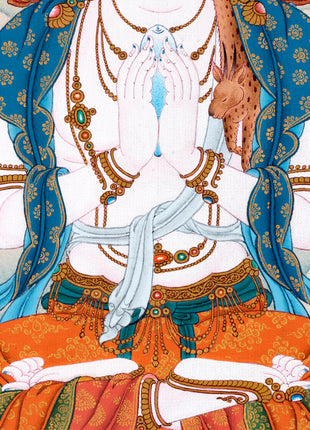 Avalokiteshvara- Chenrezig Bodhisattva Thangka, Tibetan Vajrayana Buddhist Painting