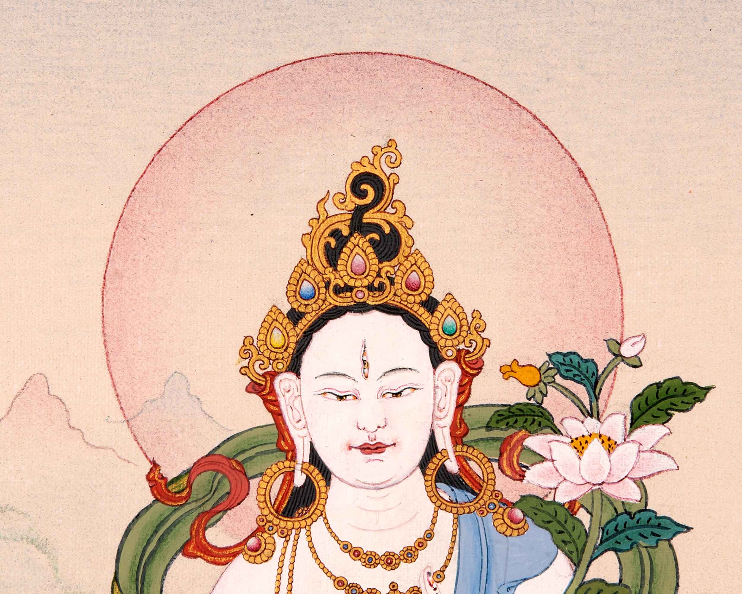 Tara White Thangka | Traditional Hand Painted Buddhist Art