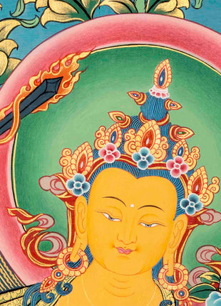 Hand Painted Manjushree Bodhisattva Thangka | Traditional Buddhist Art