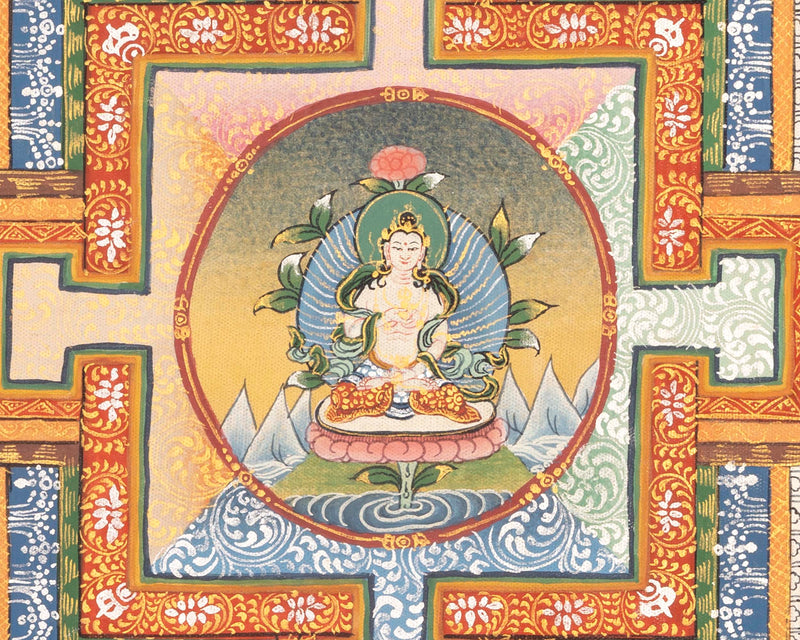 Vintage Vajrsattva Mandala | Traditional Tibetan Thangka | Wall Decors