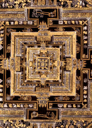 Kalachakra Mandala Thangka | Full 24K Gold Style Art | Religious Wall Decors