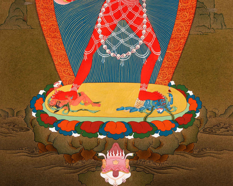 Vajrayogini Practice Hand Painted Thangka |  Tibetan 24K Gold Dakini Painting