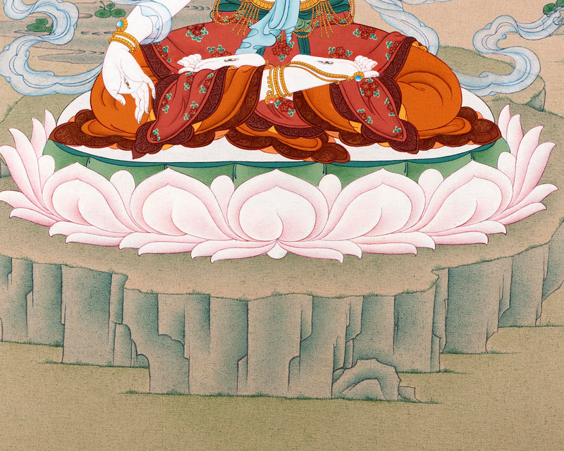 White  Tara Thangka | Tibetan painting in 24k Gold