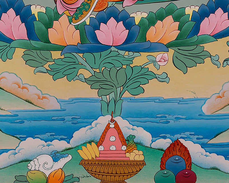 Buddha Padmasambhava With Consort Thangka Painting | Traditional Buddhist Art