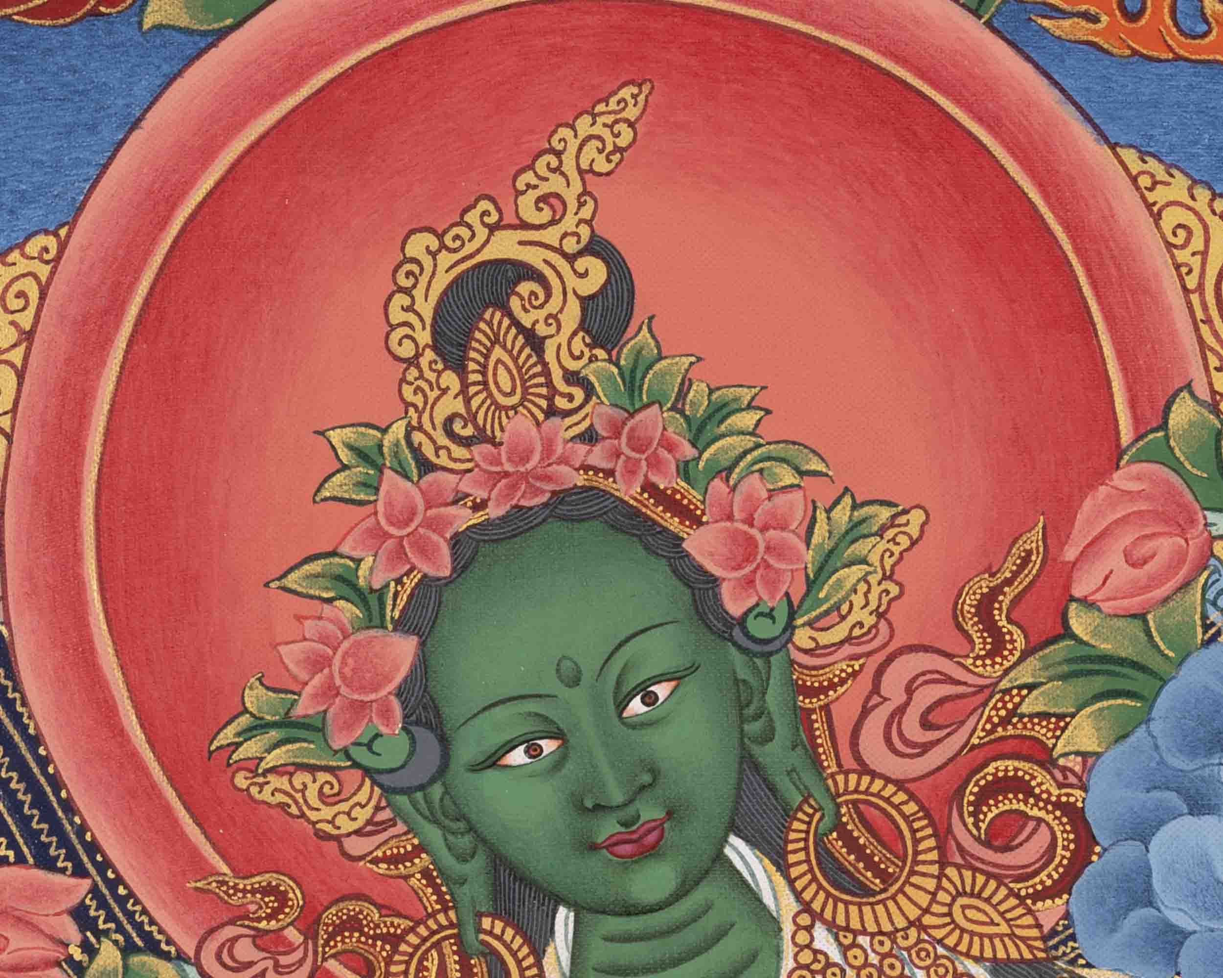 Goddess Green Tara | Religious Buddhist Artwork | Wall Decors