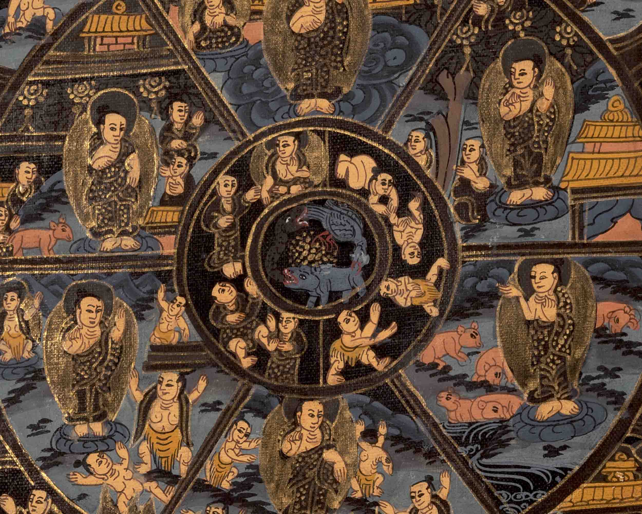 Religious Bhavachakra Thangka | Traditional Artwork | Wall Decors