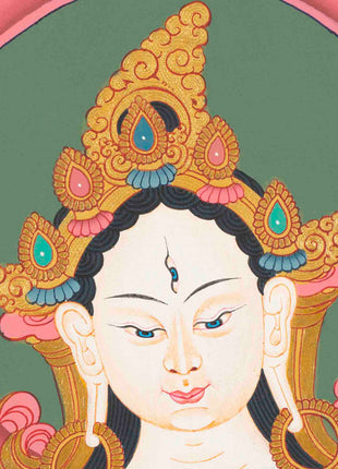 Female Bodhisattva Art | White Tara Thangka | Wall Decors