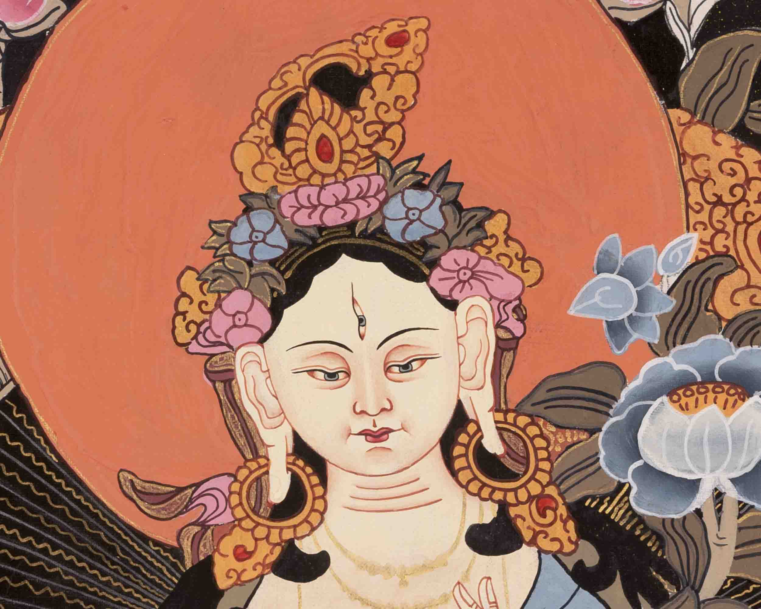 White Tara Thangka | Traditional Tibetan Art | Wall Decors