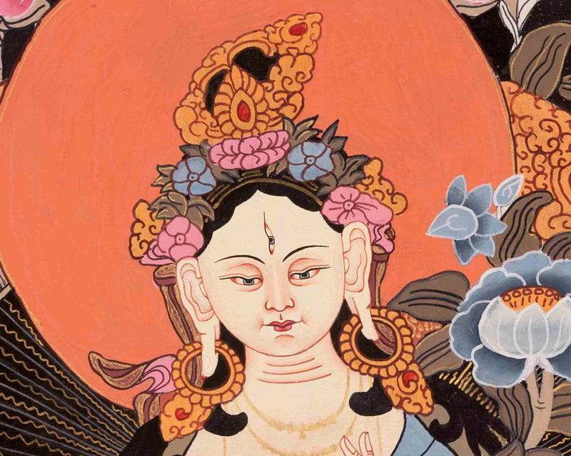 White Tara Thangka | Traditional Tibetan Art | Wall Decors