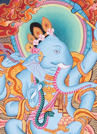 Handpainted Ganesh Thangka | Tibetan Religious Art