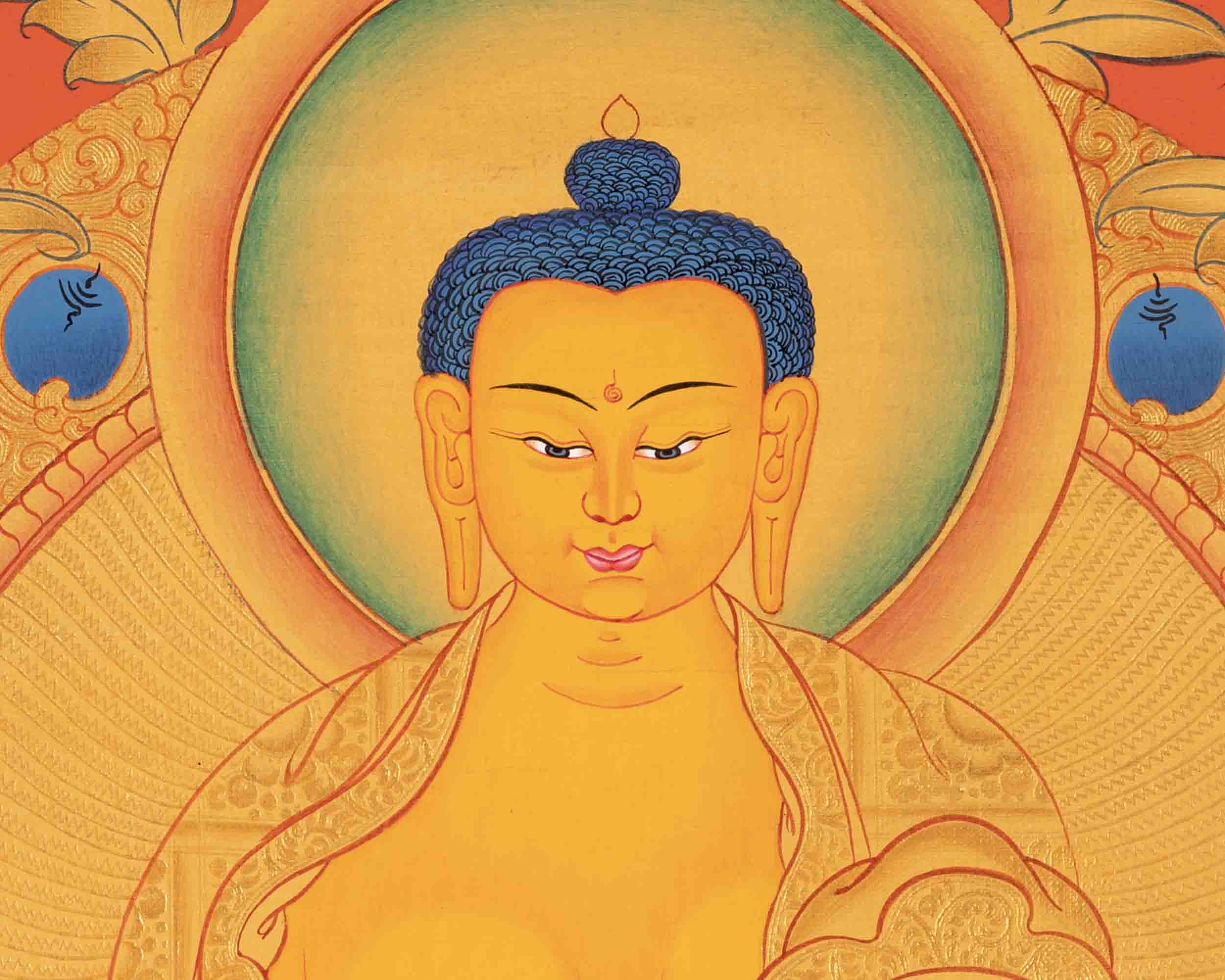 Buddhist Shakyamuni Buddha Thangka | Original Hand Painted 24k Gold Thangka