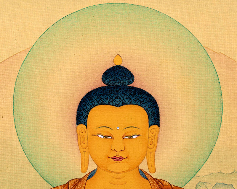 Buddha Shakyamuni Thangka | Hand Painted With Natural Stone Colors