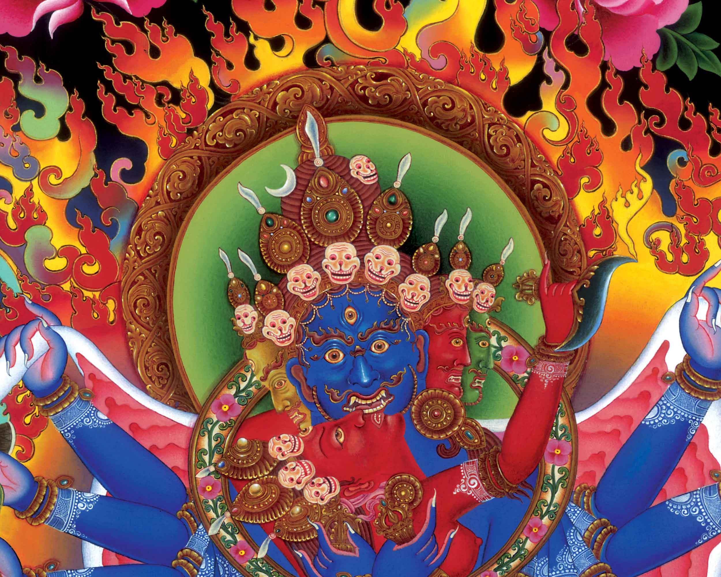 Tibetan Chakrasambhara Thangka Prints | Wrathful Deity Digital Print