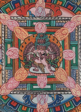 Small Size Heruka Mandala Thangka | Traditional Thangka Painting with Brocade