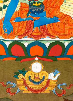 Traditionally Hand-Painted Medicine Buddha Meditation Thangka | Tibetan Art For Healing Buddha Practices
