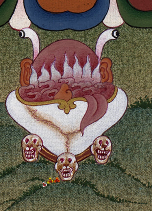 Vajrakilaya Thangka, Hand Painted Traditional Tibetan Wall Painting, Natural Stone colors and 24K Gold (includes Brocade)