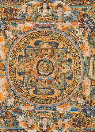 Mandala Buddha Thangka | Vintage Original Hand-Painted Thangka