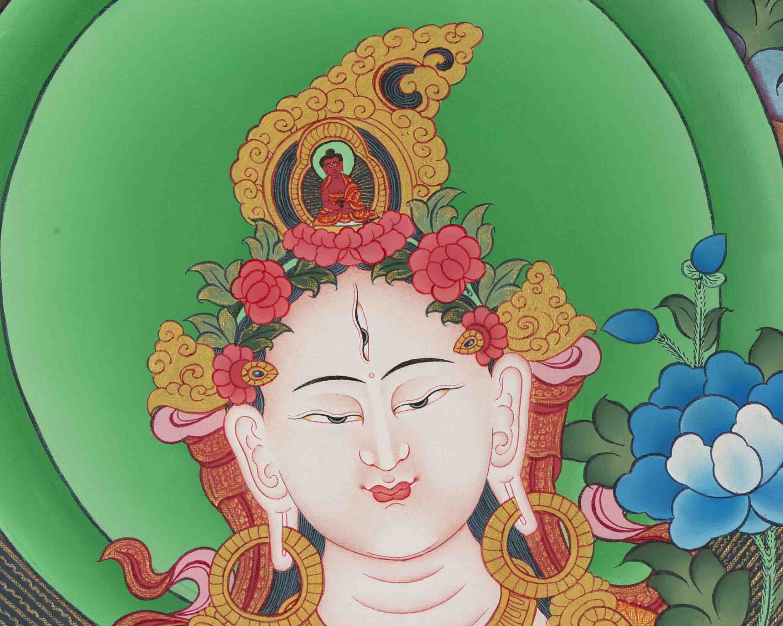 White Tara Thangka Painting | Tibetan Thangka Art