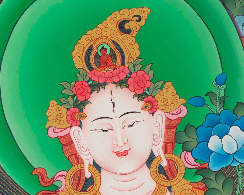 White Tara Thangka Painting | Tibetan Thangka Art