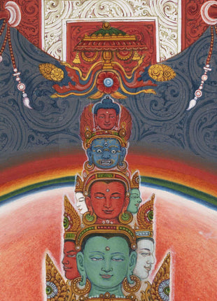 Lord Of All Realms Lokeshwor Thangka Print | Tibetan Print Of Lokesvara For Spiritual Room Decoration