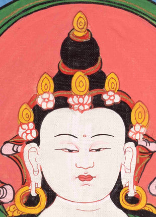 Vintage Avalokitesvara Chengrezig Thangka | Wall Decor Painting