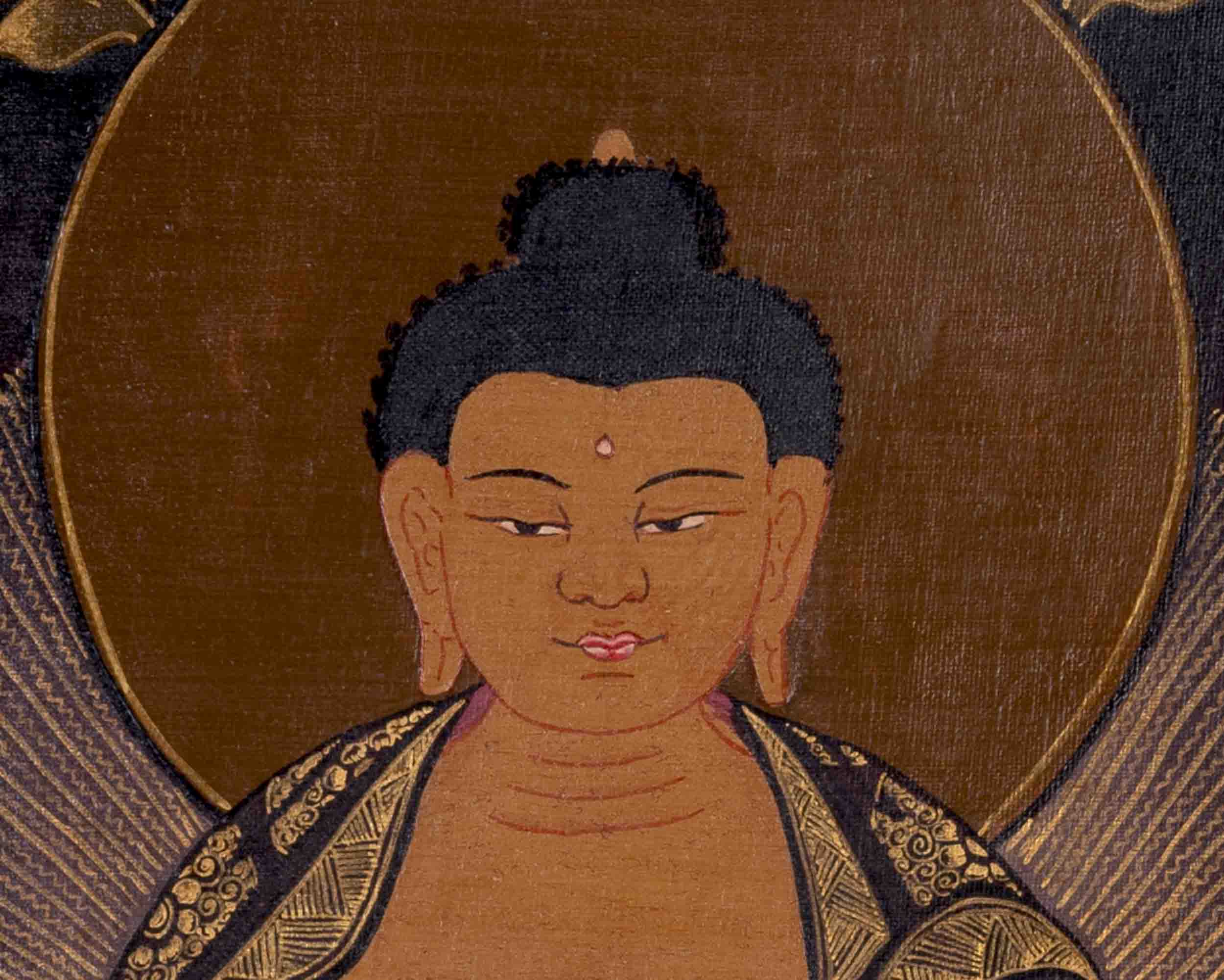 Shakyamuni Buddha Tibetan Thangka | Religious Buddhist Art | Wall Decors