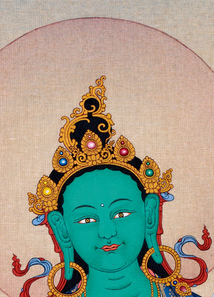 Green Tara | Tibetan Thangka Painting | Handmade Tara Art