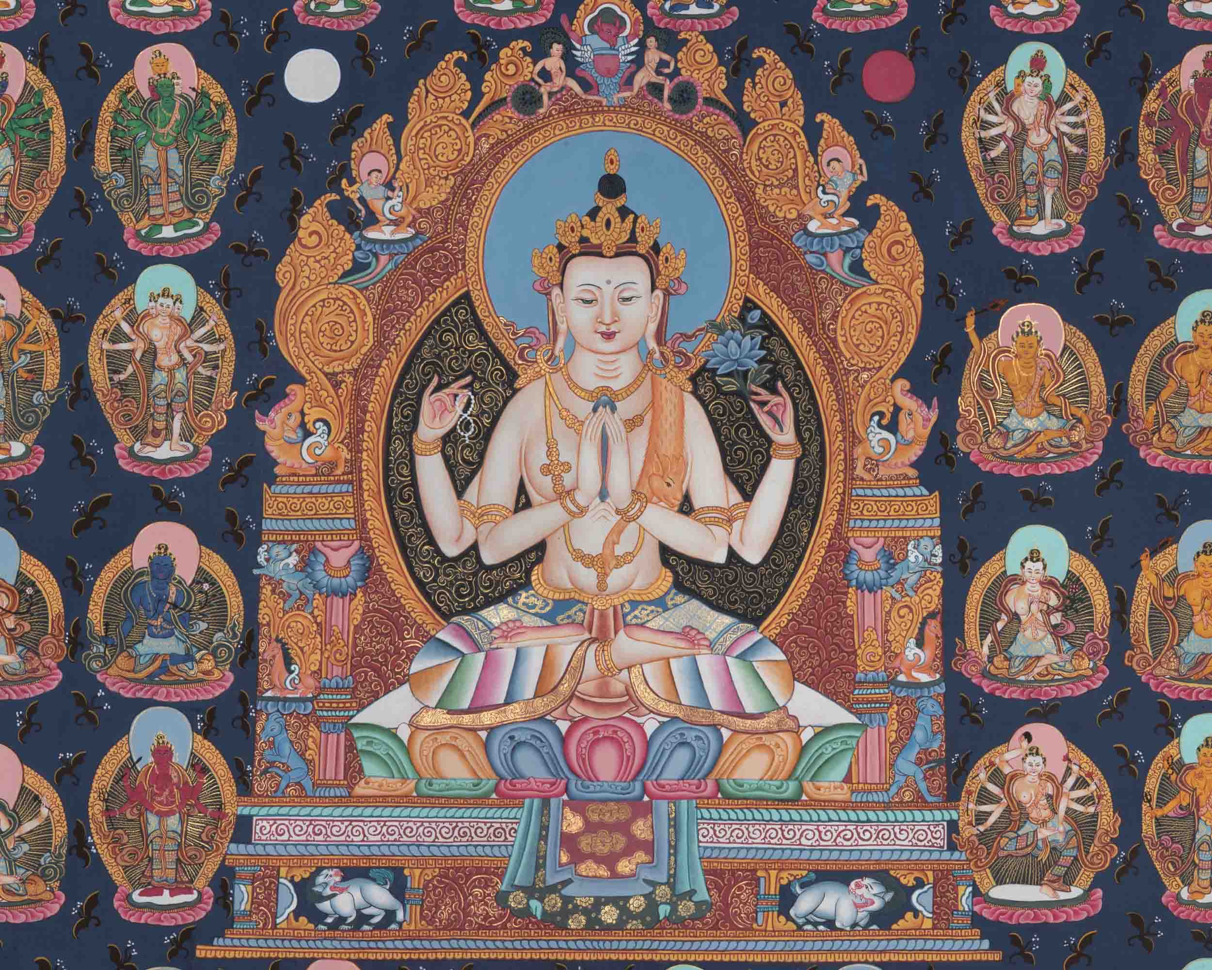 108 Chengrezig Thangka | Traditional Tibetan Art | Wall Decors