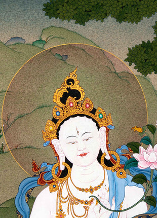 White Tara Thangka For Your Meditation Practice | Himalayan Buddhist Art