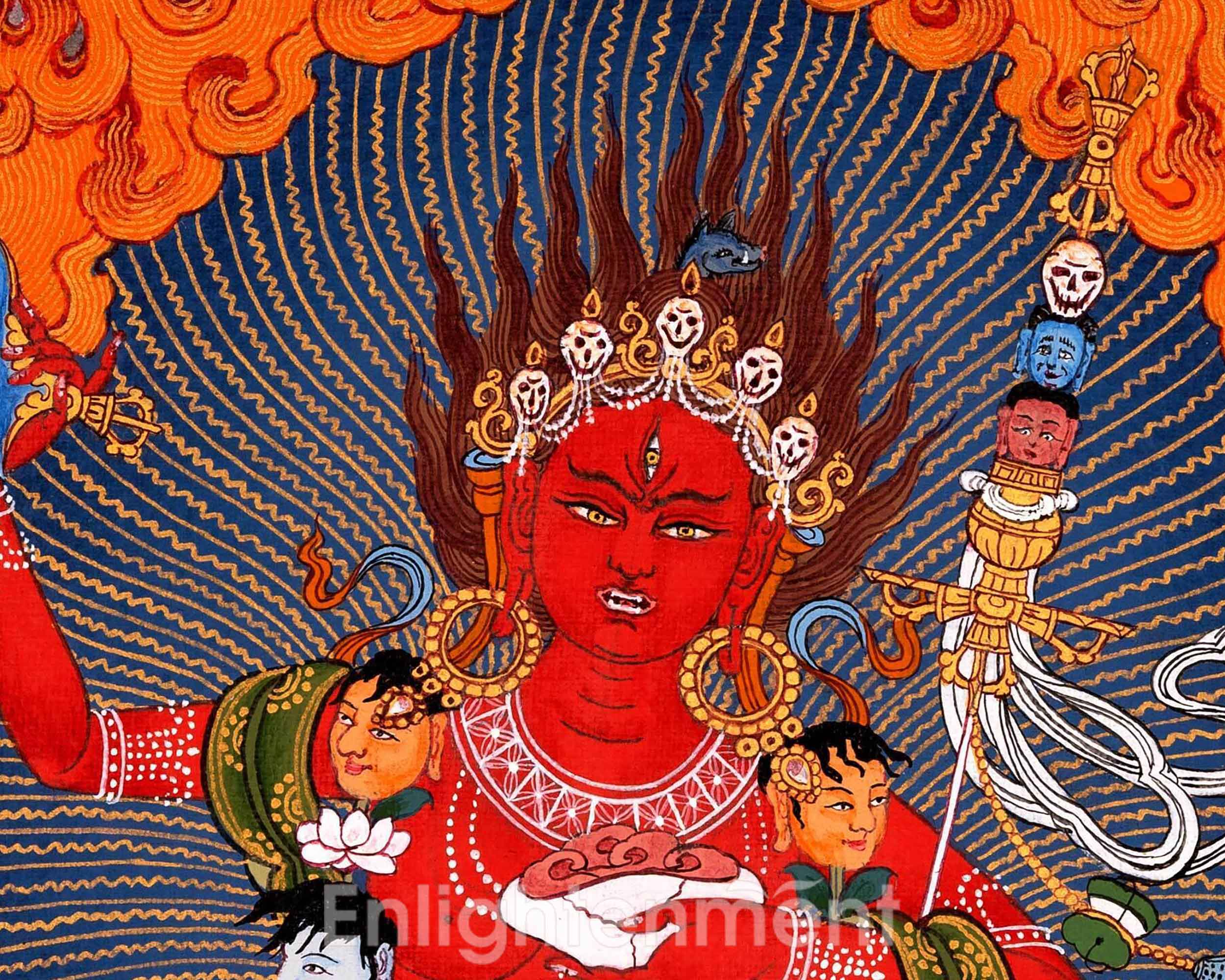 Vajravarahi Mantra Practice Thangka On Cotton Canvas | Traditional Himalayan Dakini Art