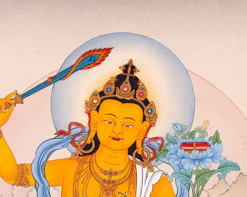 Manjushri Thangka, Traditional Karma Gadri Thangka Art