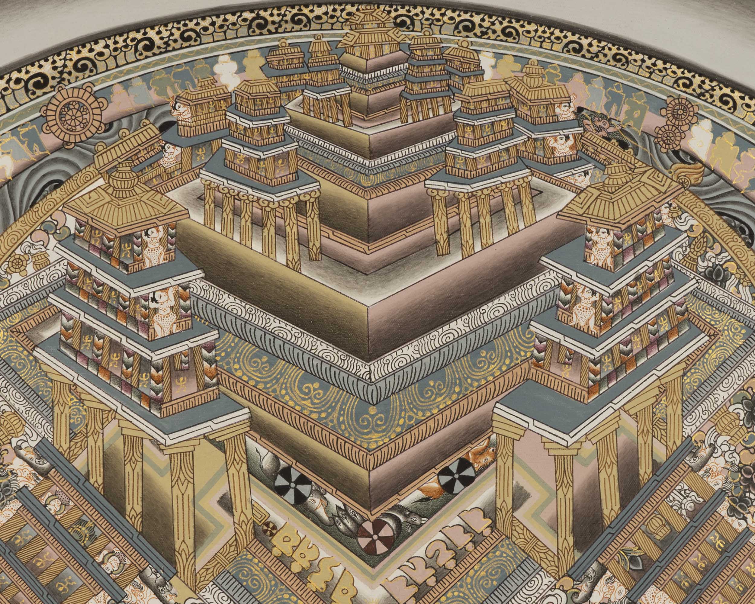 Kalachakra Palace Mandala | Handpainted 3D Art | Wall Hanging Decoration