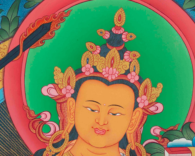 Hand-painted Manjushree Thangka | Wall Decoration Painting