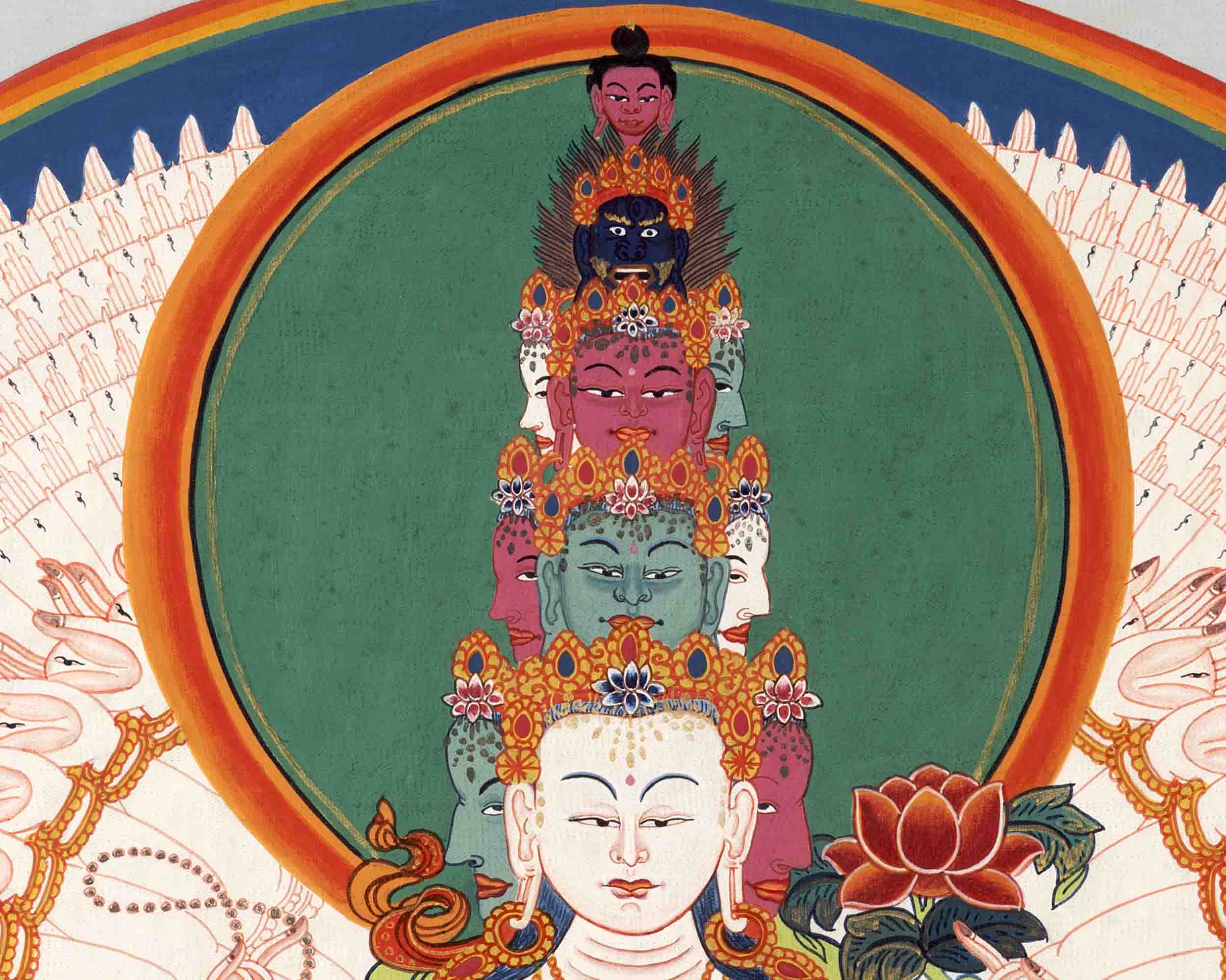 Avalokiteshvara Chenresig Thangka | Tibetan Traditional Painting | Wall Hanging Decors