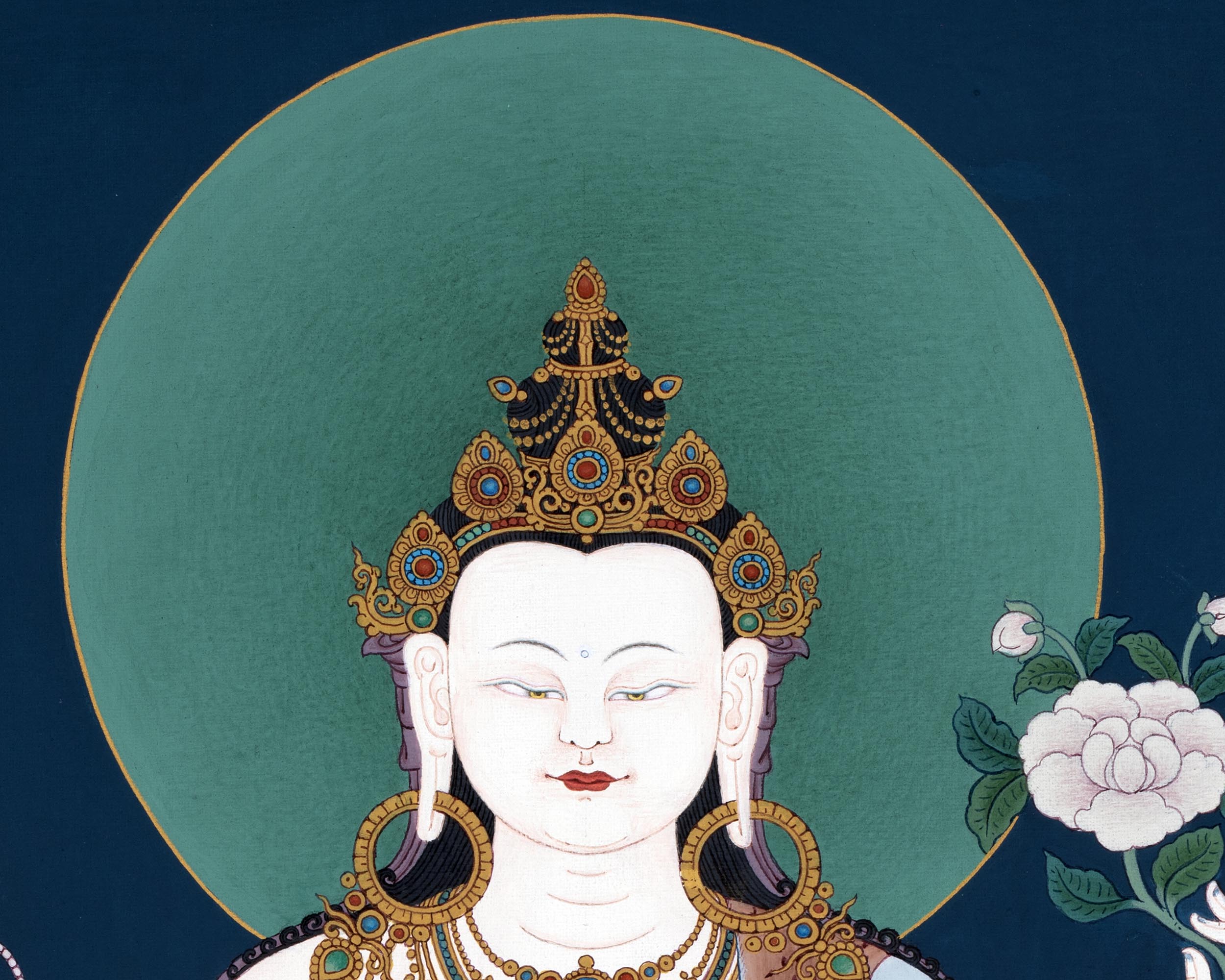 Buddha of Compassion | Avalokiteshvara Thangka Print | Chenrezig Tibetan Art