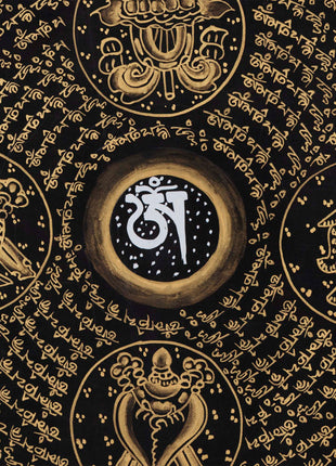 Om Mantra Mandala | Traditional Buddhist Thangka | Wall Hanging Decors